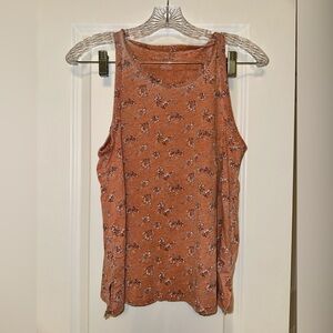 American Eagle Outfitters Floral Tank Top - Rust Orange